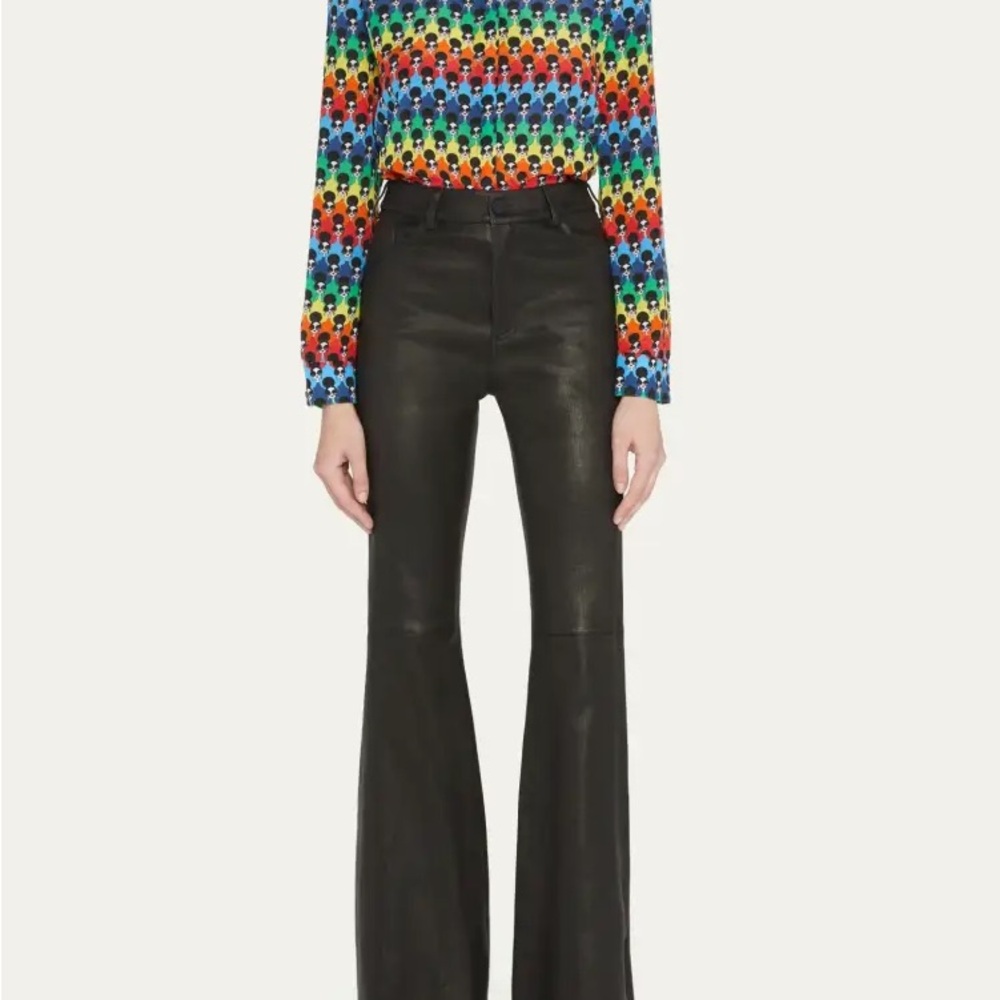 NWT Alice + Olivia “BRENT” Leather Bell Bottom Pants